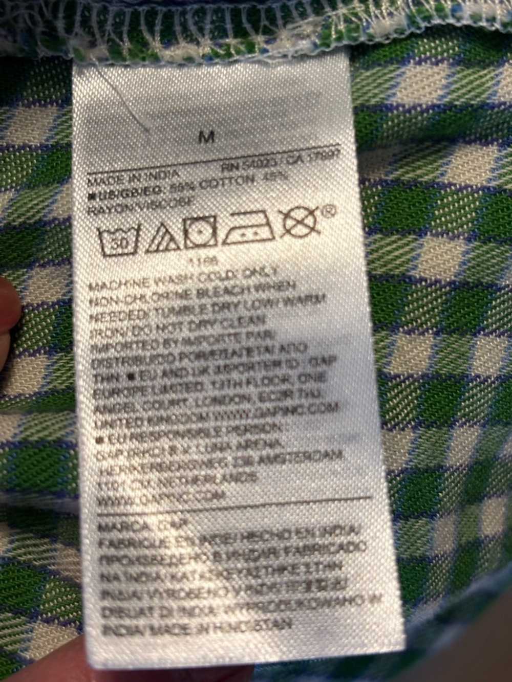 Gap Rounded Collar Shirt Women’s Med Green Plaid Ruffle Preppy Short Sleeve - Picture 3 of 8